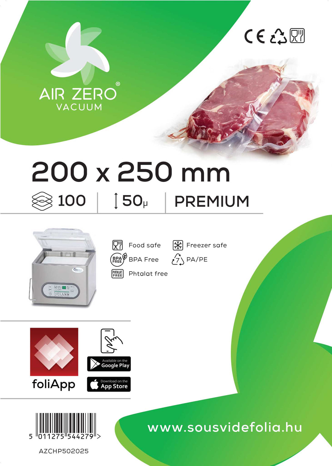 Air Zero EasyPack vákuumtasak – 50 micron - Kamrás gépekhez