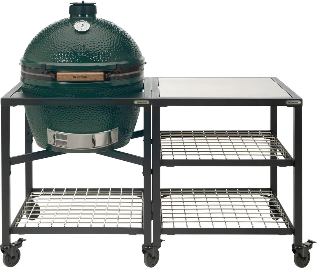Big Green Egg bővítő keret két szintű rozsdamentes acél rácspolccal, grillező tárolási kiegészítőként