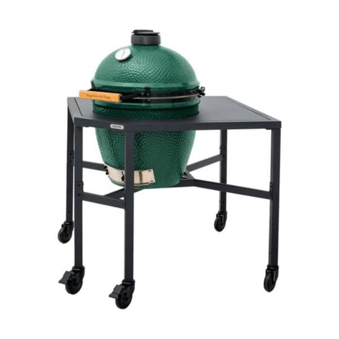 Görgős sarokasztal Big Green Egg tojástartóval, mobil kültéri használatra