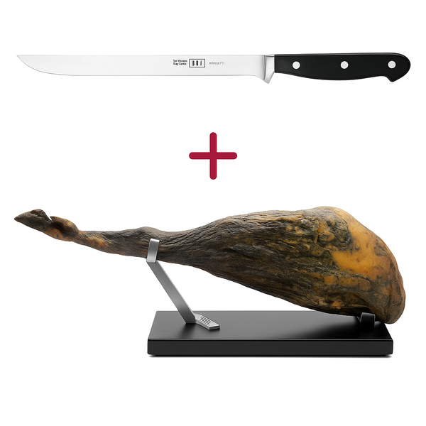 BOJ sonkaszeletelő csomag – Gourmet sonkatartó + 26 cm-es sonkakés