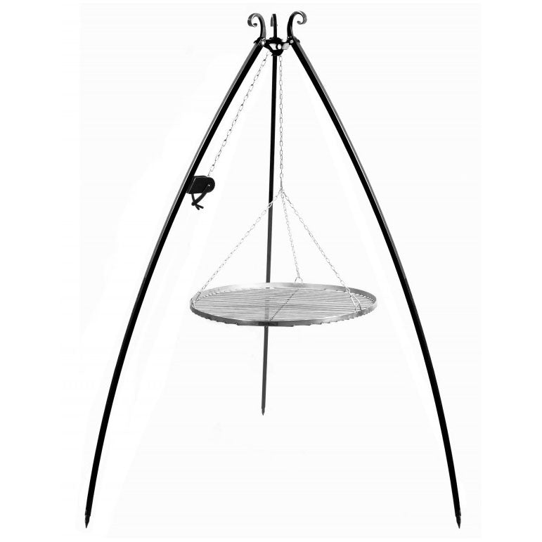 Tripod grill csorloval es lancos magassagallitassal, 50–80 cm kerek grillrac