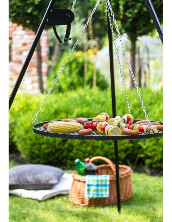 Cook King 180 cm haromlabu grill porfestett allvannyal, fuggesztett acel grillraccsal