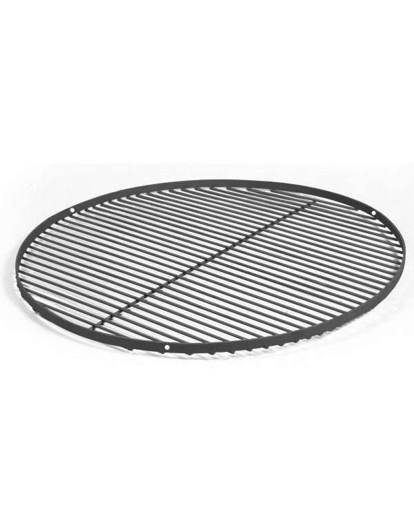 Porfestett fekete acél, kör alakú grillrács (50–80 cm) Cook King háromlábú grillhez, láncos felfüggesztéssel használható