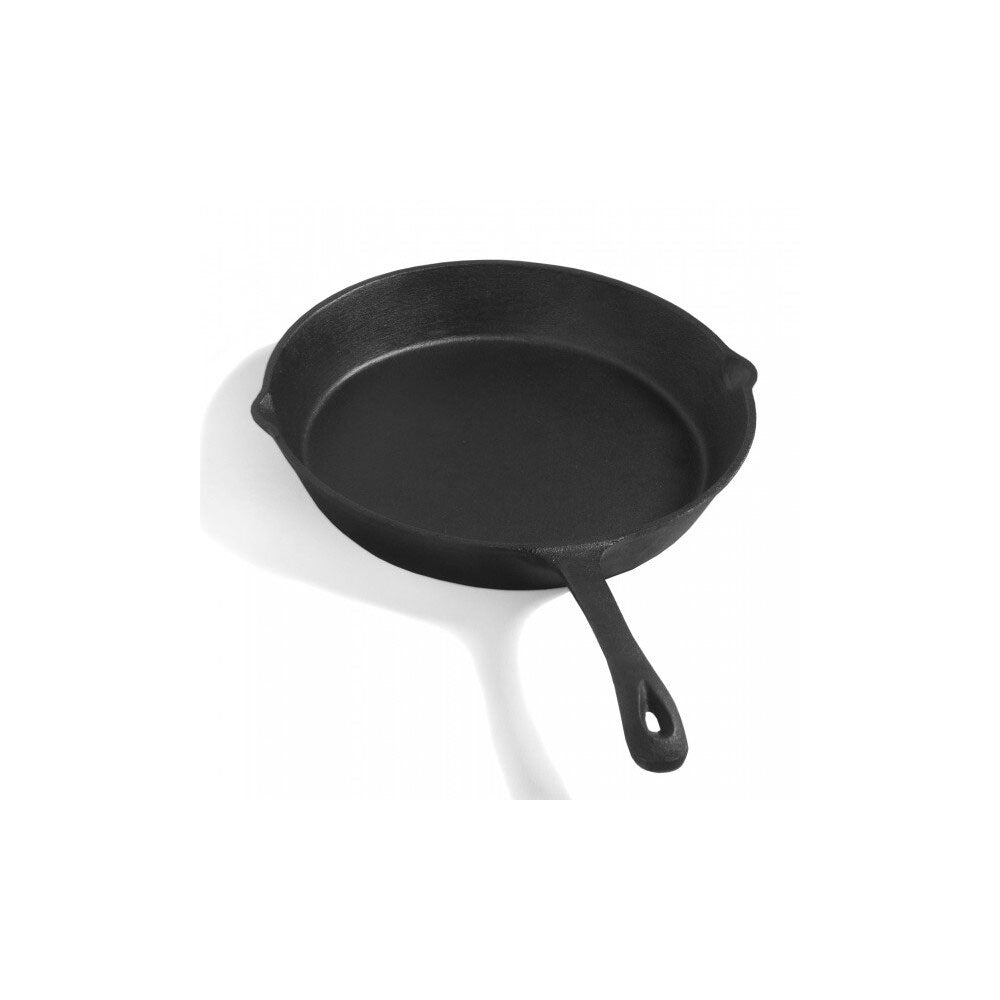 Cook King hosszú nyelű 28 cm-es öntöttvas serpenyő két oldalán kiöntőcsőrrel
