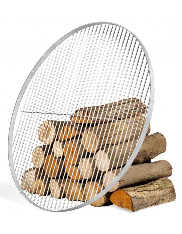 Porfestett fekete acél, kör alakú grillrács (50–80 cm) Cook King háromlábú grillhez, láncos felfüggesztéssel használható