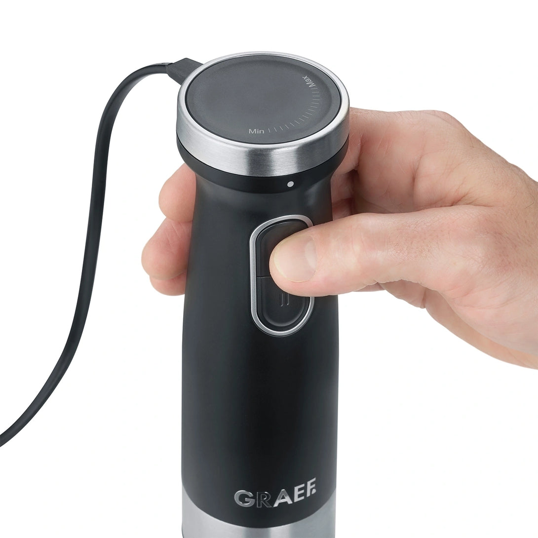 Graef HB602 – 2 sebesség és változtatható fordulatszám Clic-Clic funkcióval, kényelmes nyomógombos vezérlés.