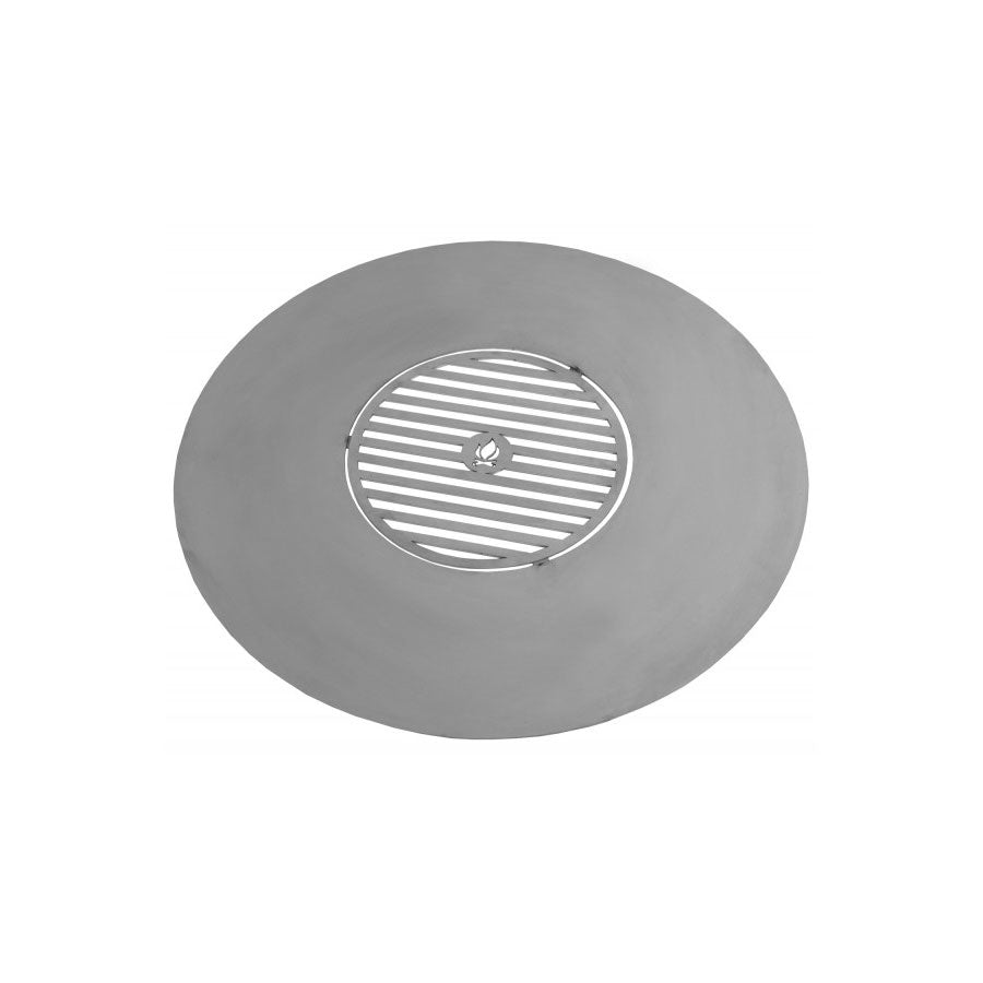 Inox grilllap tűztálhoz, beépített grillráccsal, természetes felület
