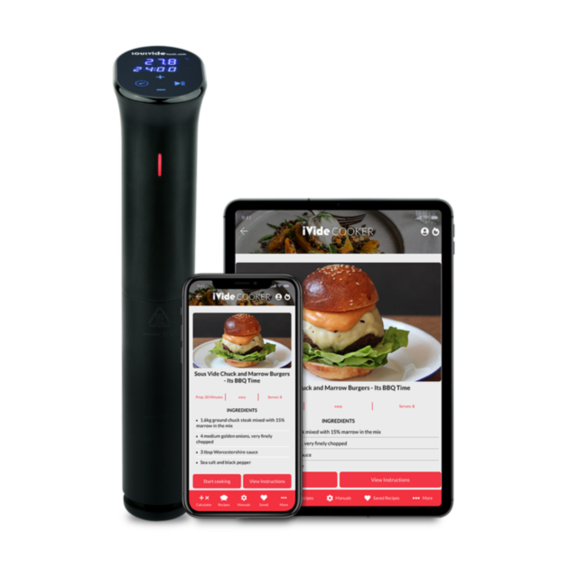 iVide 2.0 sous vide bot WiFi kapcsolattal, kompatibilis mobilalkalmazással és receptekkel

