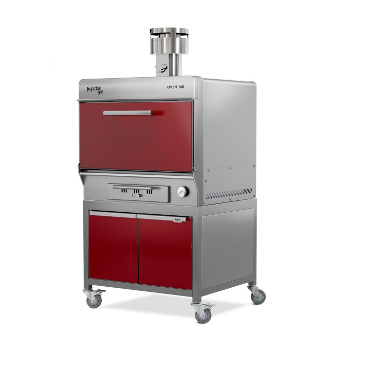 Pujadas Classic Brasa faszenes grill kemence, 140 fős kapacitás, bordó kivitel, bal nézet