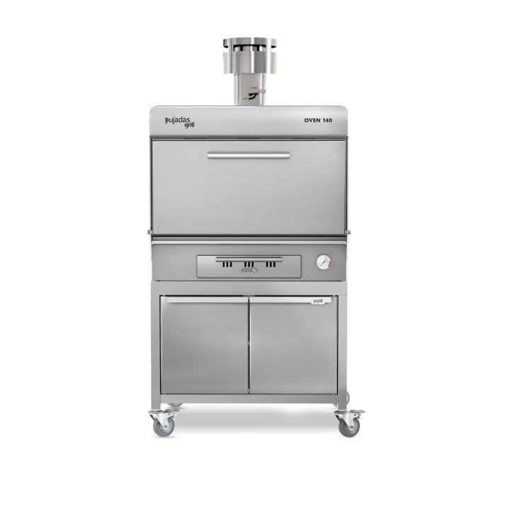 Pujadas Classic Brasa faszenes grill kemence, 140 fős kapacitás, ezüstmetál kivitel, szemből