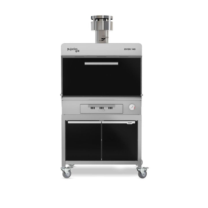 Pujadas Classic Brasa faszenes grill kemence, 140 fős kapacitás, fekete kivitel, szemből