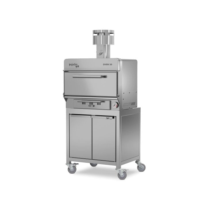 Pujadas Classic Brasa faszenes grill kemence, 50 fős kapacitás, ezüstmetál kivitel, bal nézet