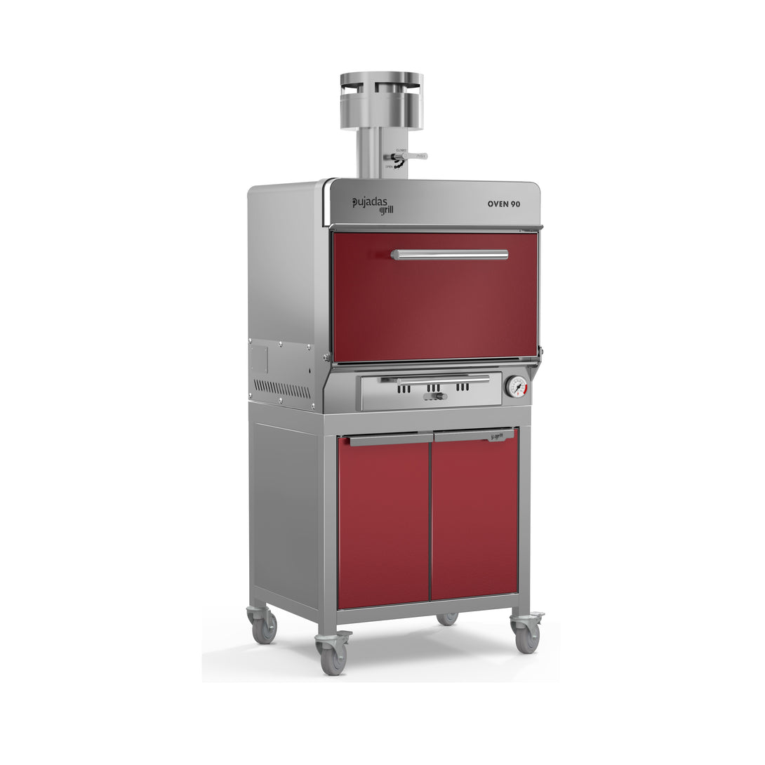 Pujadas Classic Brasa faszenes grill kemence, 90 fős kapacitás, bordó kivitel, jobb nézet
