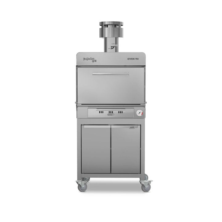 Pujadas Classic Brasa faszenes grill kemence, 90 fős kapacitás, ezüstmetál kivitel, szemből