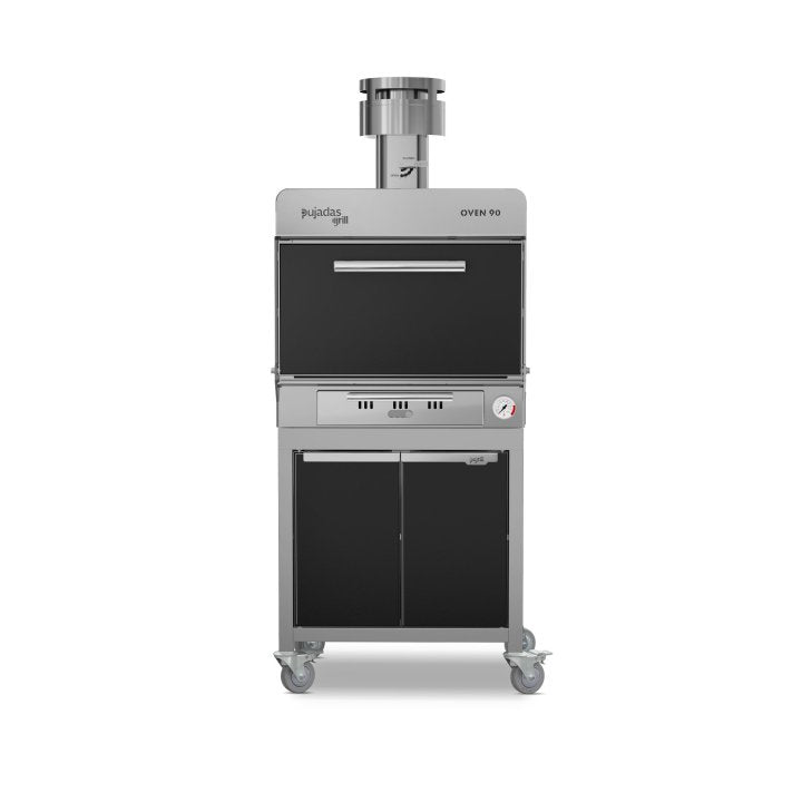 Pujadas Classic Brasa faszenes grill kemence, 90 fős kapacitás, fekete kivitel, szemből