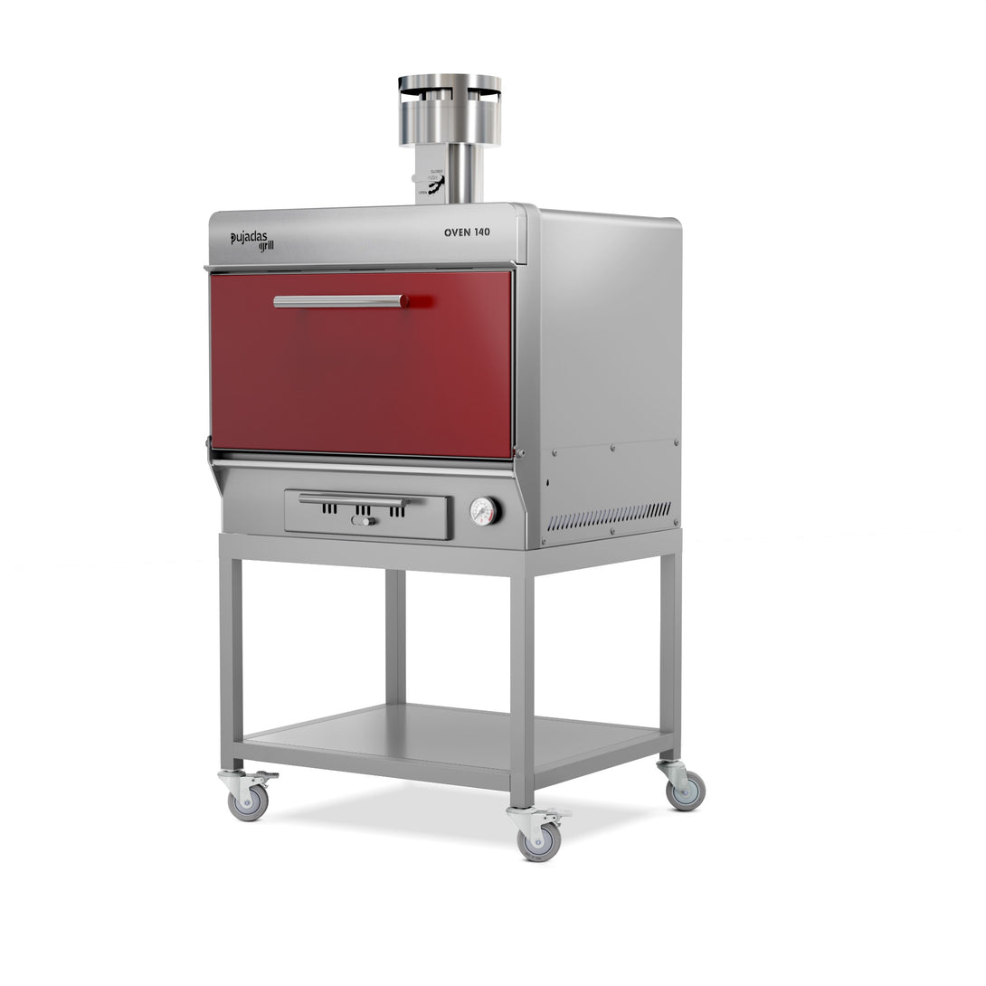 Pujadas Essential Brasa faszenes grill kemence, 140 fős kapacitás, bordó kivitel, bal nézet