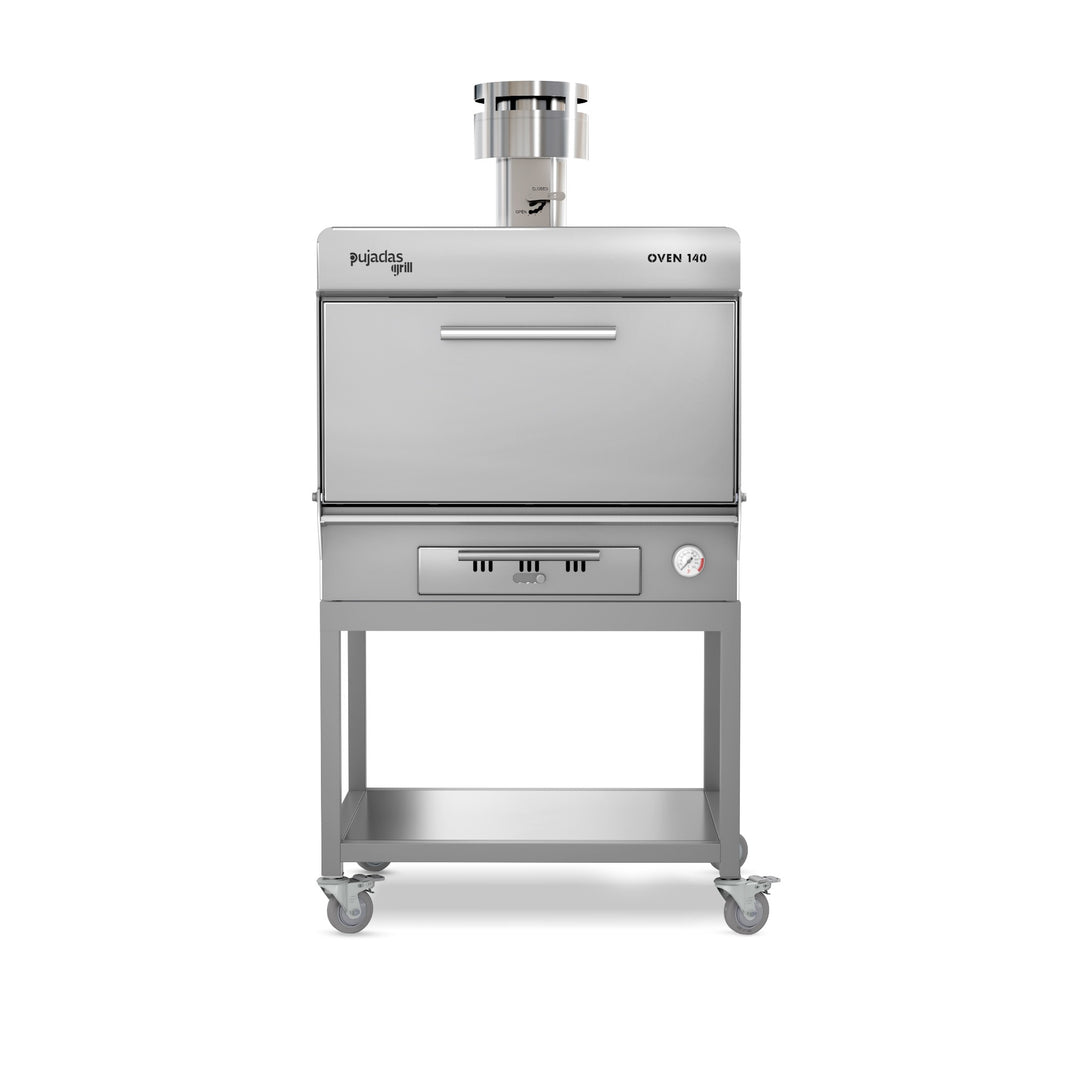 Pujadas Essential Brasa faszenes grill kemence, 140 fős kapacitás, ezüstmetál kivitel, szemből