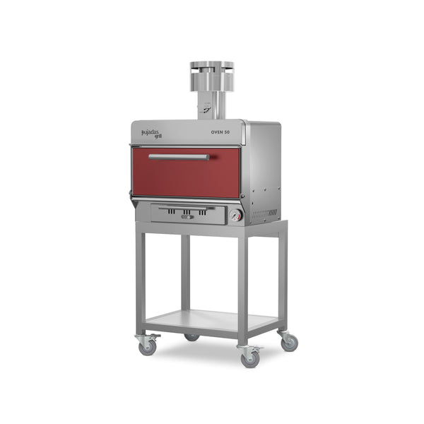 Pujadas Essential Brasa faszenes grill kemence, 50 fős kapacitás, bordó kivitel, bal nézet