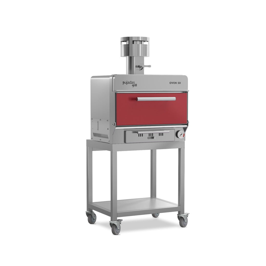 Pujadas Essential Brasa faszenes grill kemence, 50 fős kapacitás, bordó kivitel, jobb nézet