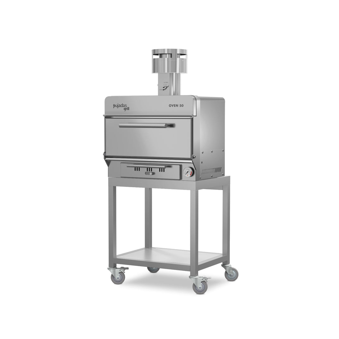 Pujadas Essential Brasa faszenes grill kemence, 50 fős kapacitás, ezüstmetál kivitel, bal nézet