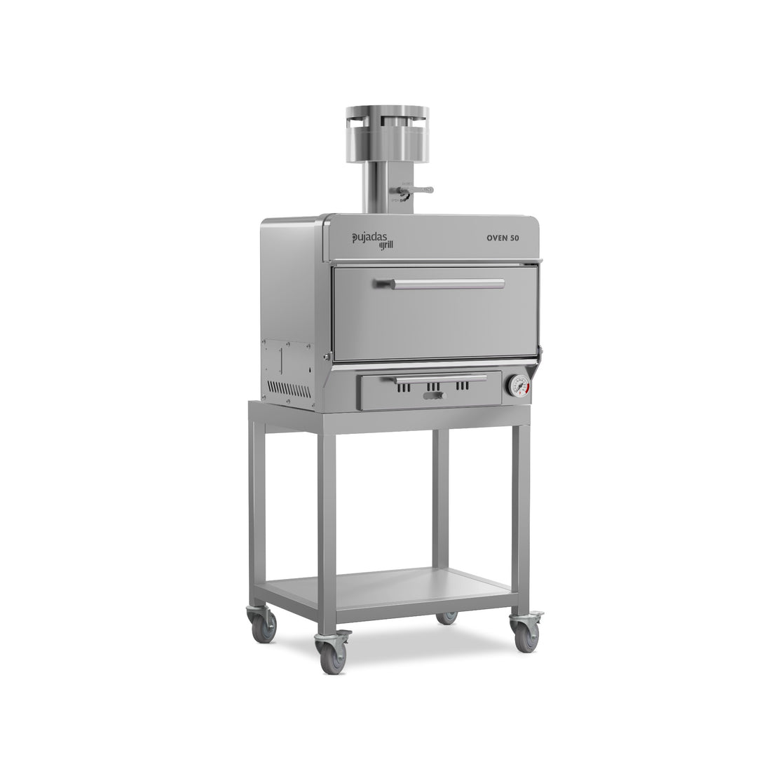 Pujadas Essential Brasa faszenes grill kemence, 50 fős kapacitás, ezüstmetál kivitel, szemből