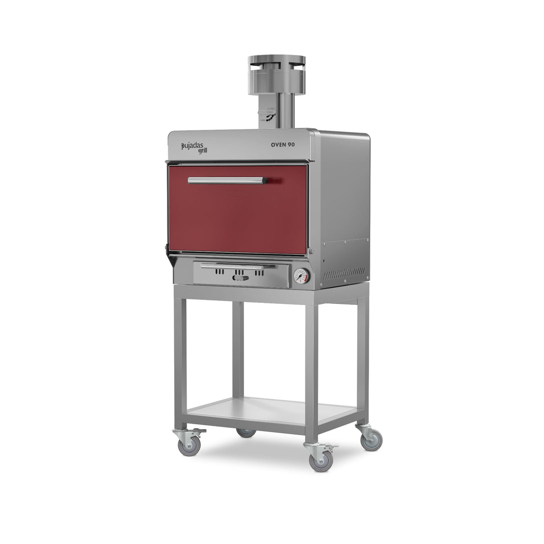 Pujadas Essential Brasa faszenes grill kemence, 90 fős kapacitás, bordó kivitel, bal nézet