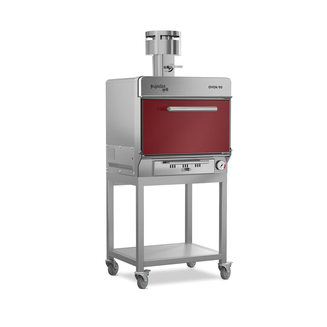 Pujadas Essential Brasa faszenes grill kemence, 90 fős kapacitás, bordó kivitel, jobb nézet