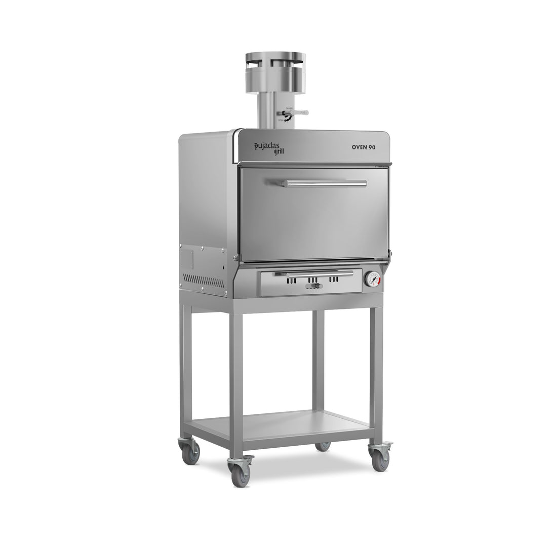 Pujadas Essential Brasa faszenes grill kemence, 90 fős kapacitás, ezüstmetál kivitel, szemből