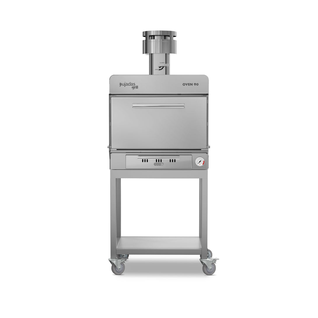 Pujadas Essential Brasa faszenes grill kemence, 90 fős kapacitás, ezüstmetál kivitel, szemből