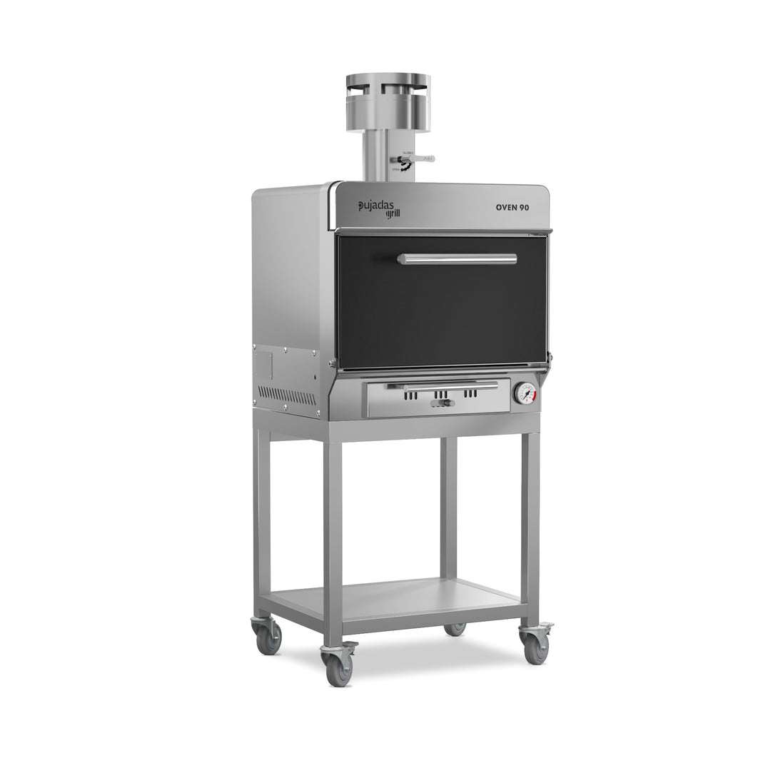 Pujadas Essential Brasa faszenes grill kemence, 90 fős kapacitás, ezüstmetál kivitel, szemből