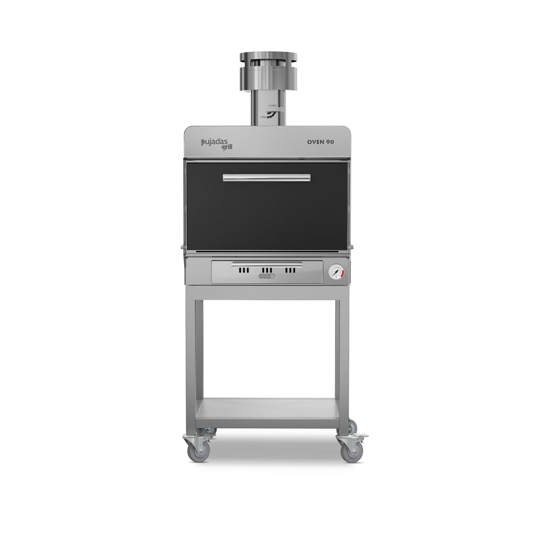 Pujadas Essential Brasa faszenes grill kemence, 90 fős kapacitás, ezüstmetál kivitel, szemből