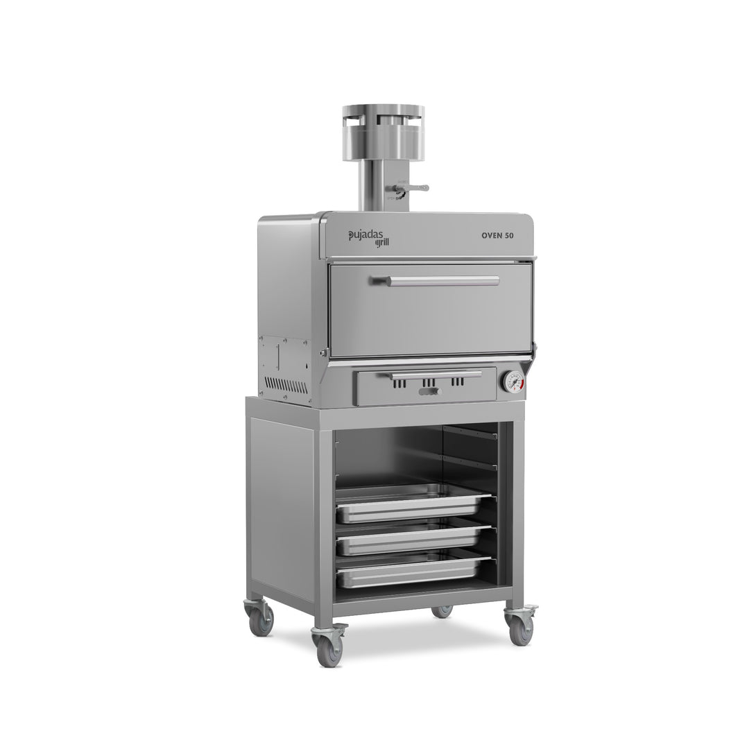 Pujadas Functional Brasa faszenes grill kemence, 50 fős kapacitás, ezüstmetál kivitel, jobb nézet