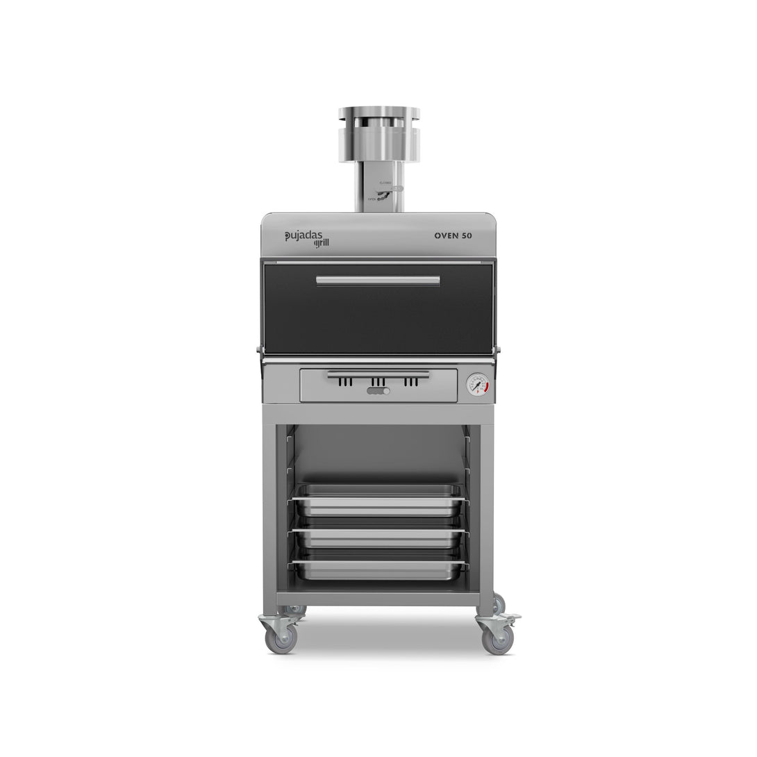 Pujadas Functional Brasa faszenes grill kemence, 50 fős kapacitás, fekete kivitel, szemből