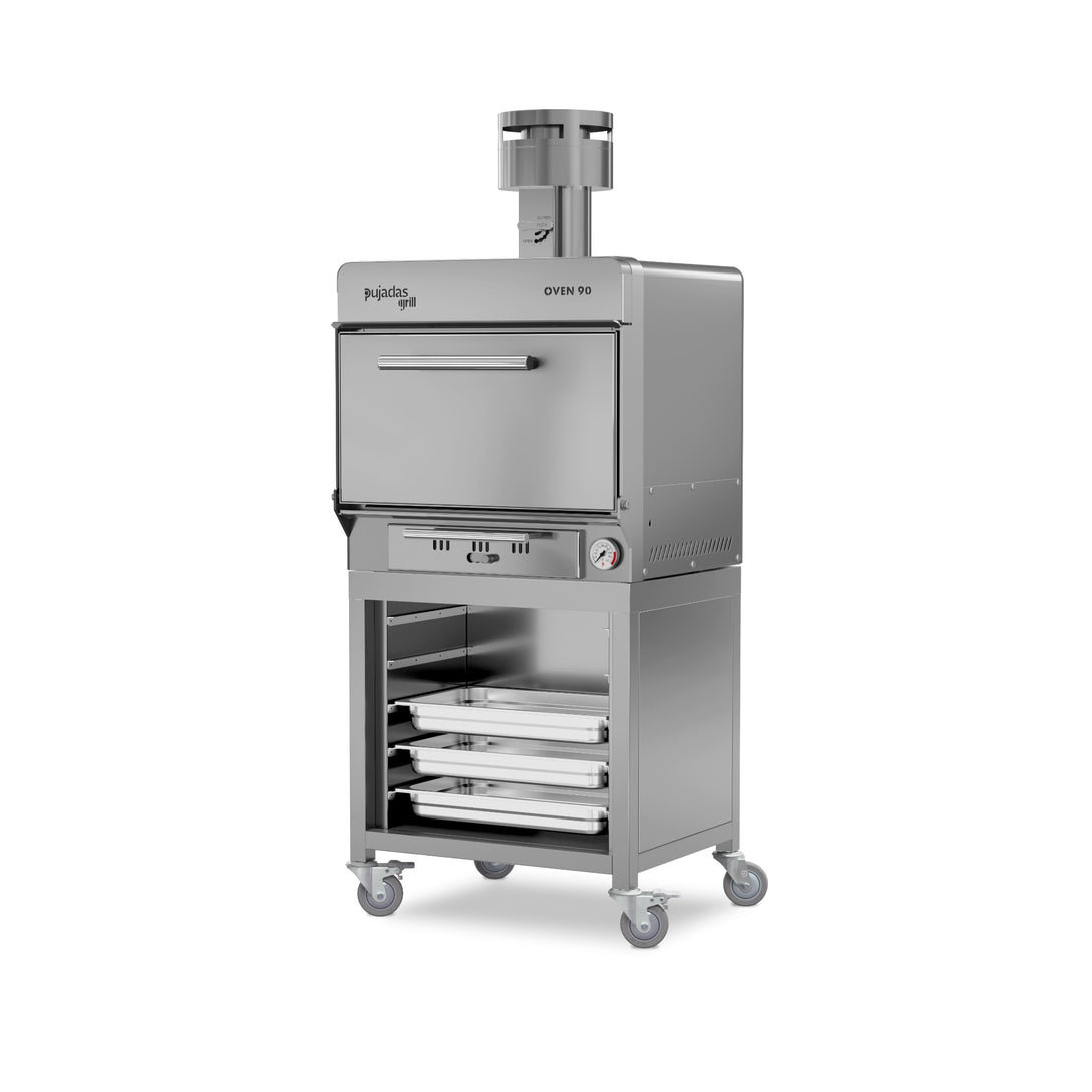 Pujadas Functional Brasa faszenes grill kemence, 90 fős kapacitás, ezüstmetál kivitel, bal nézet