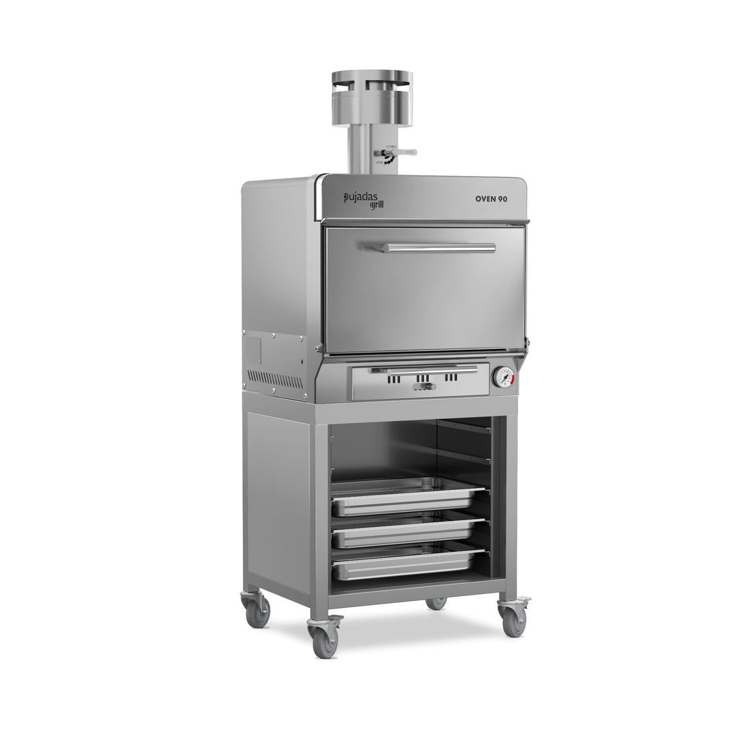 Pujadas Functional Brasa faszenes grill kemence, 90 fős kapacitás, ezüstmetál kivitel, jobb nézet