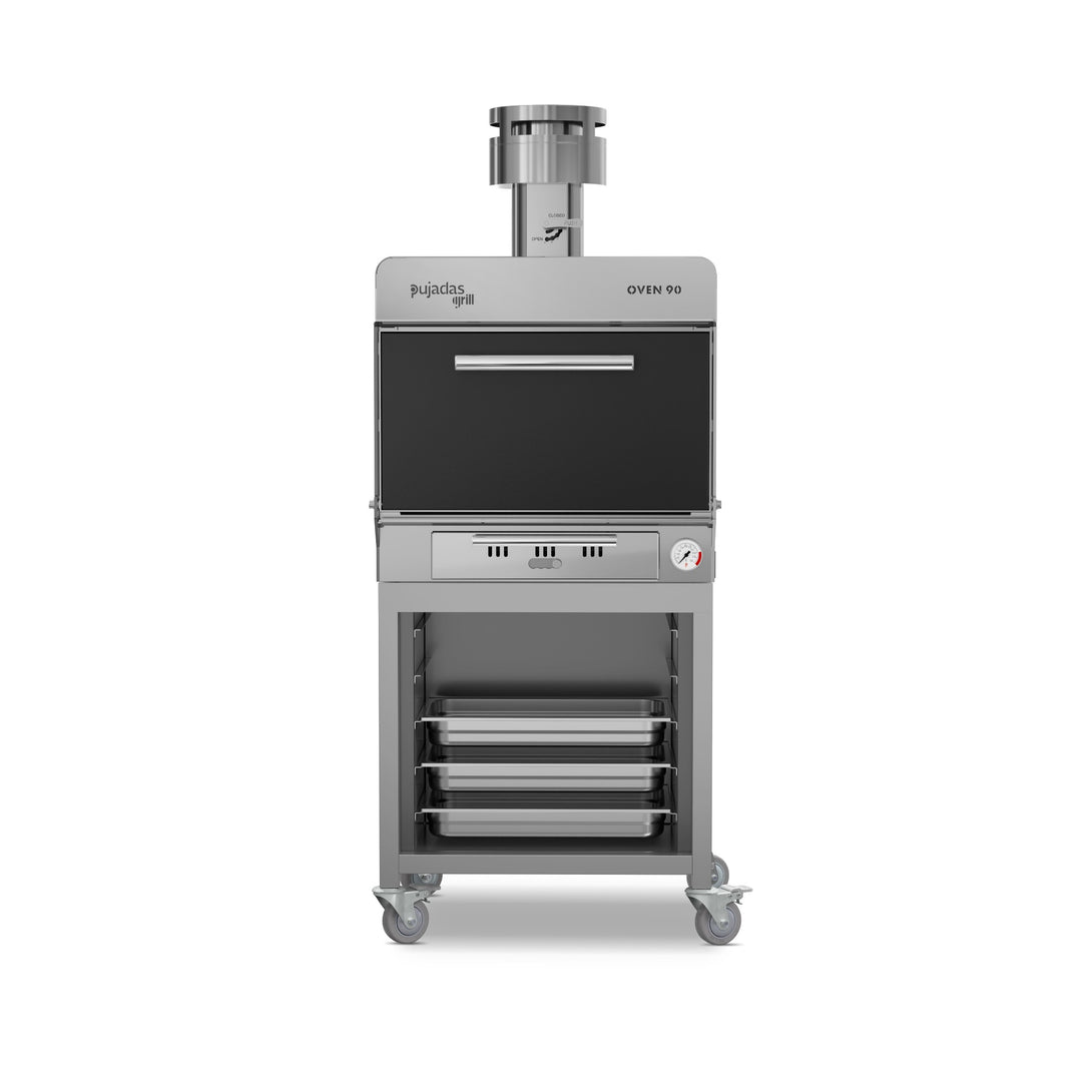Pujadas Functional Brasa faszenes grill kemence, 90 fős kapacitás, fekete kivitel, szemből