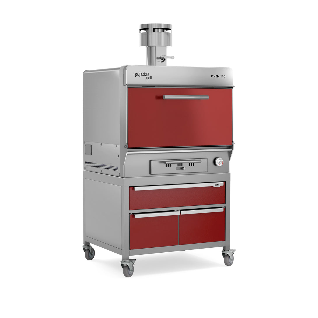 Pujadas Premium brasa faszenes grillsütő, 140 fős kapacitás, bordó kivitel, jobb nézet