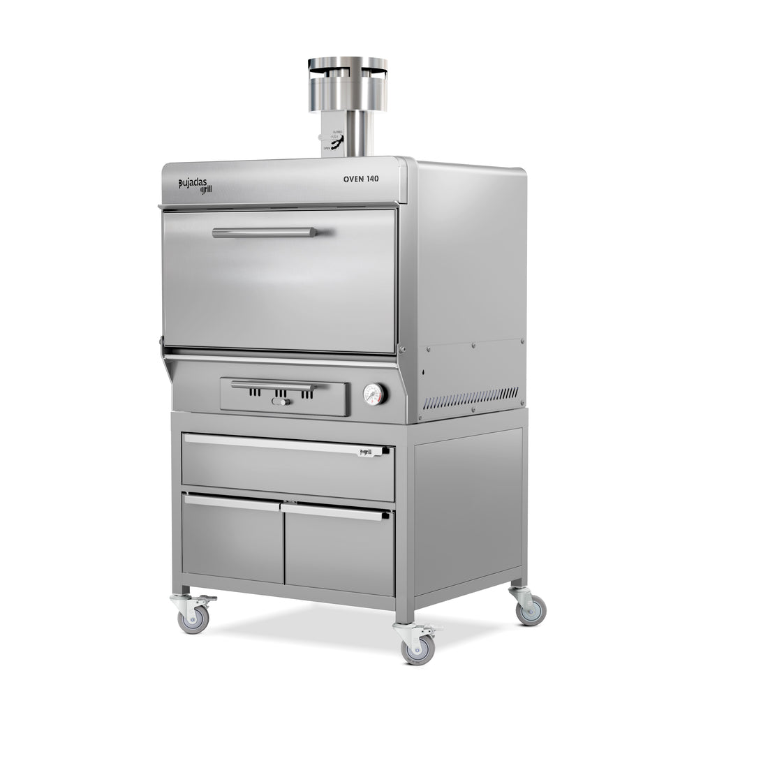 Pujadas Premium brasa faszenes grillsütő, 140 fős kapacitás, ezüstmetál kivitel, bal nézet