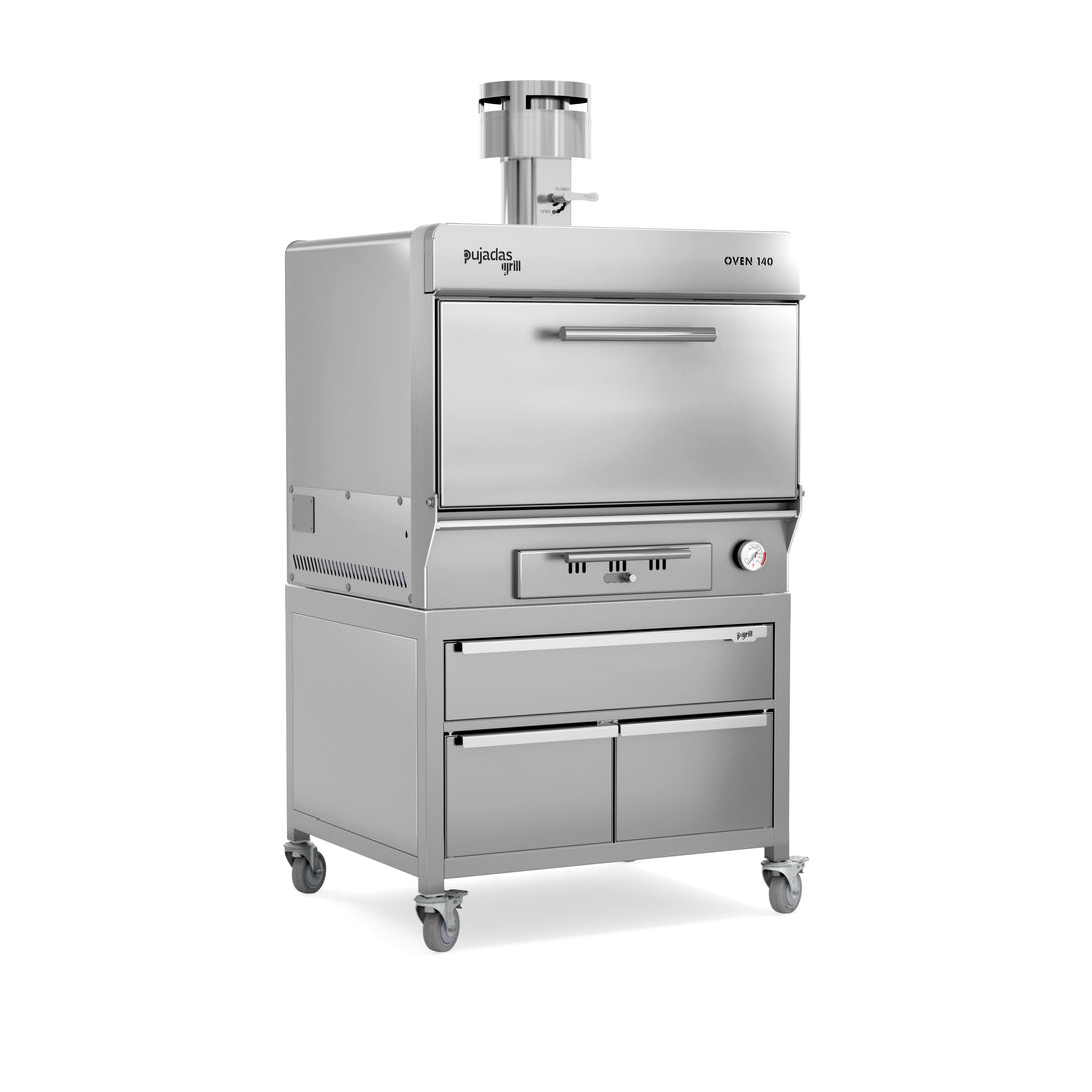 Pujadas Premium brasa faszenes grillsütő, 140 fős kapacitás, ezüstmetál kivitel, jobb nézet