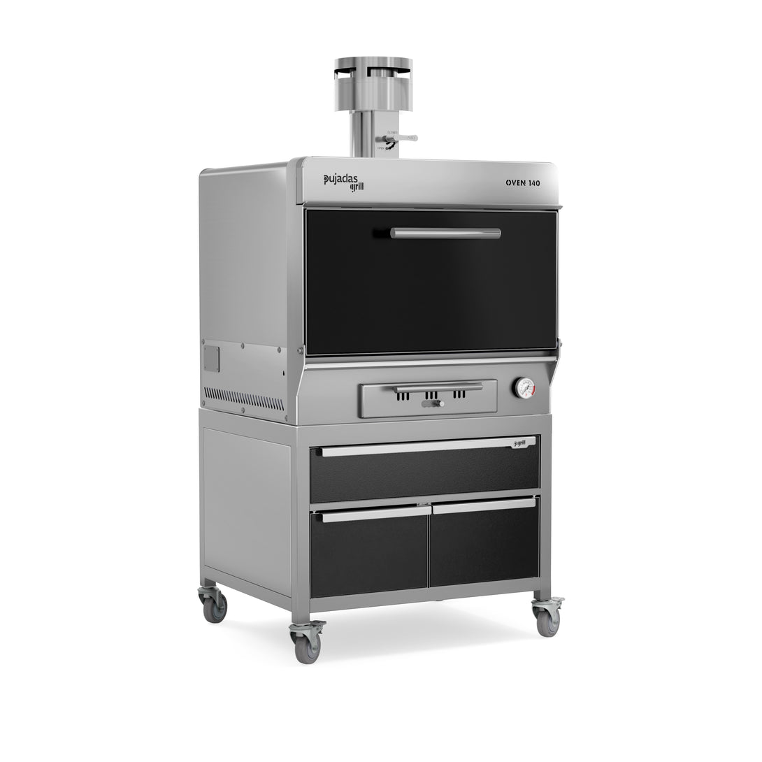 Pujadas Premium brasa faszenes grillsütő, 140 fős kapacitás, fekete kivitel, jobb nézet