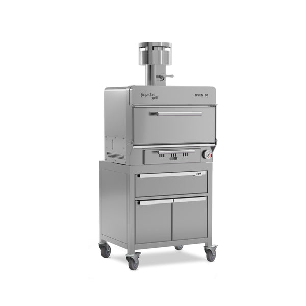 Pujadas Premium brasa faszenes grillsütő, 50 fős kapacitás, ezüstmetál kivitel, jobb nézet
