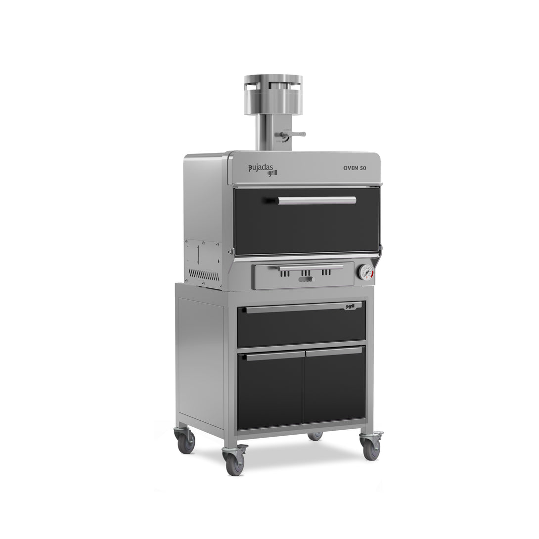 Pujadas Premium brasa faszenes grillsütő, 50 fős kapacitás, fekete kivitel, jobb nézet