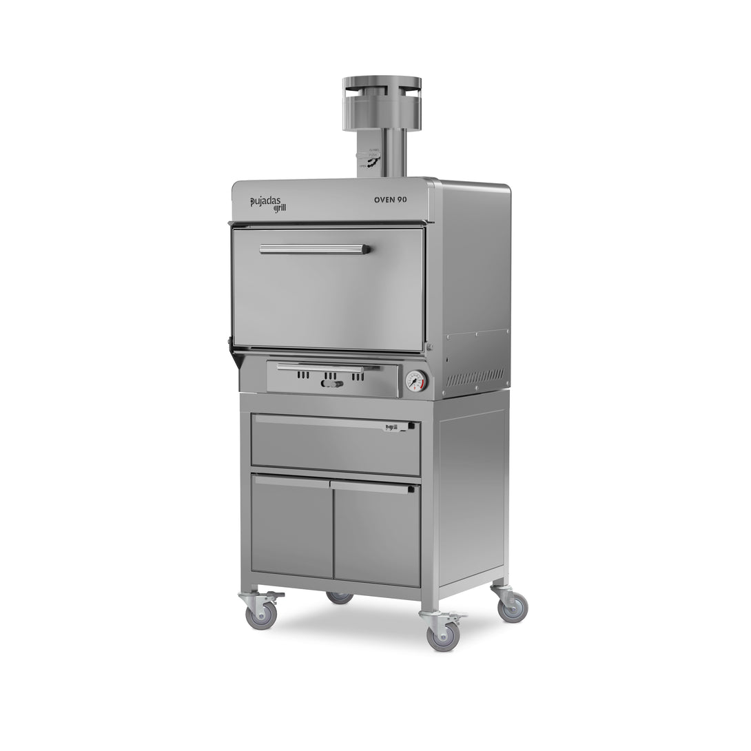 Pujadas Premium brasa faszenes grillsütő, 90 fős kapacitás, ezüstmetál kivitel, bal nézet