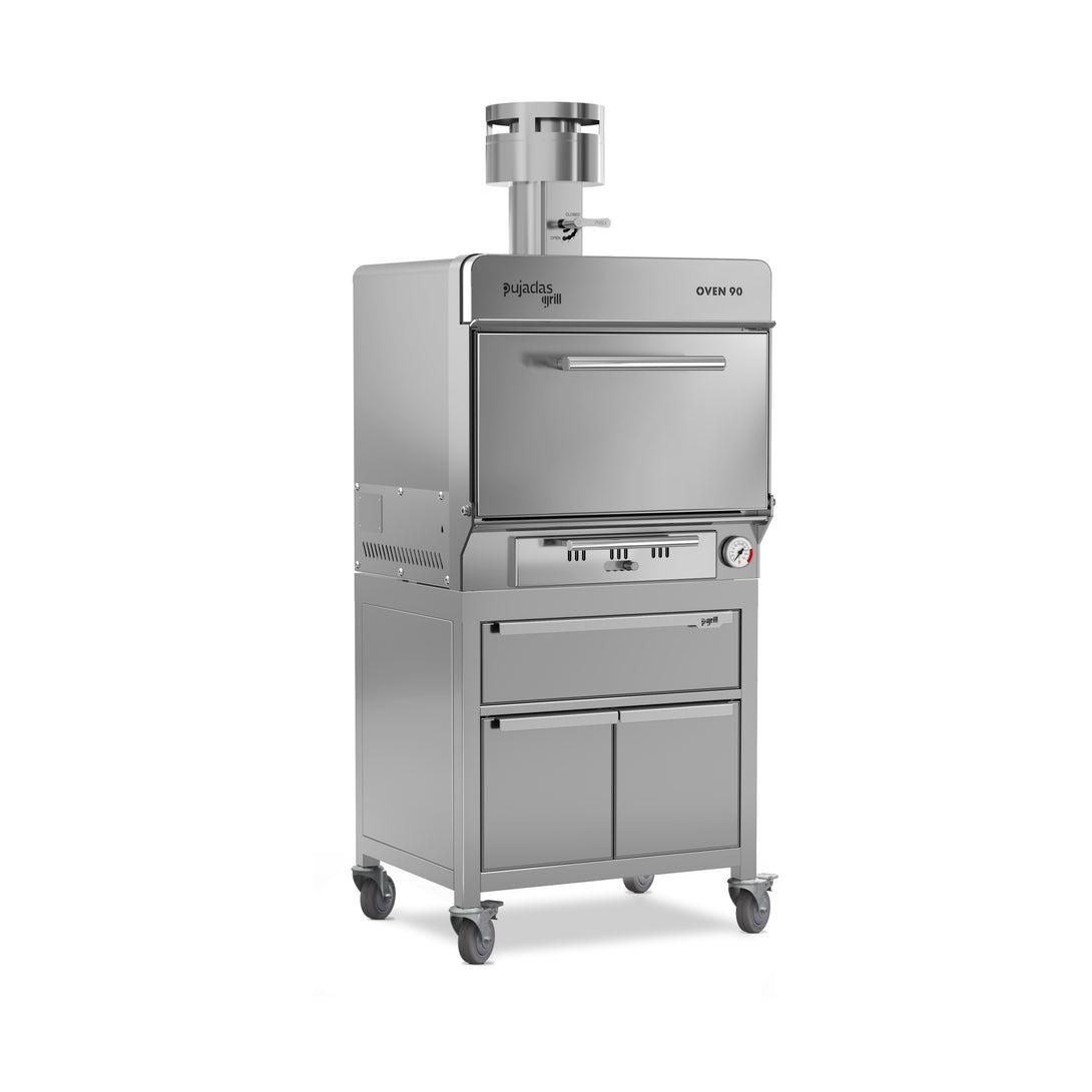 Pujadas Premium brasa faszenes grillsütő, 90 fős kapacitás, ezüstmetál kivitel, jobb nézet