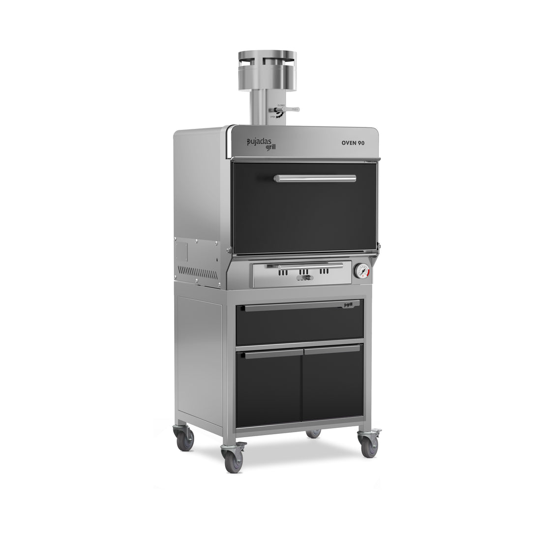 Pujadas Premium brasa faszenes grillsütő, 90 fős kapacitás, fekete kivitel, jobb nézet