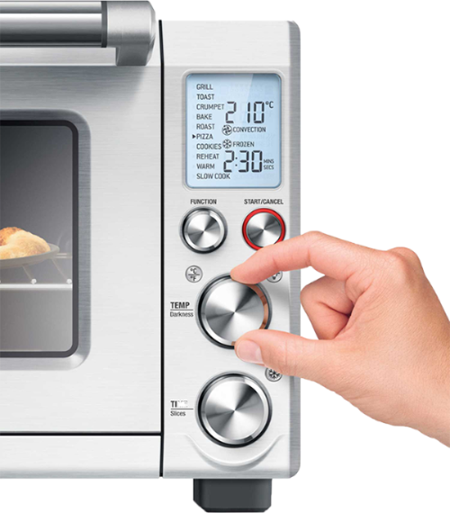 Sage The Smart Oven Pro Elektromos Mini Okos Sütő BOV820BSS - gombok és kijelző közelről.